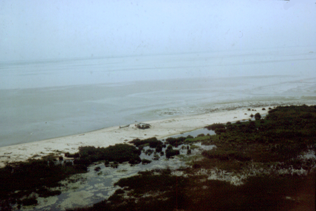 Camp de suivi des pontes sur une plage isolée de Guyane française, vers l’embouchure de la rivière Organabo.