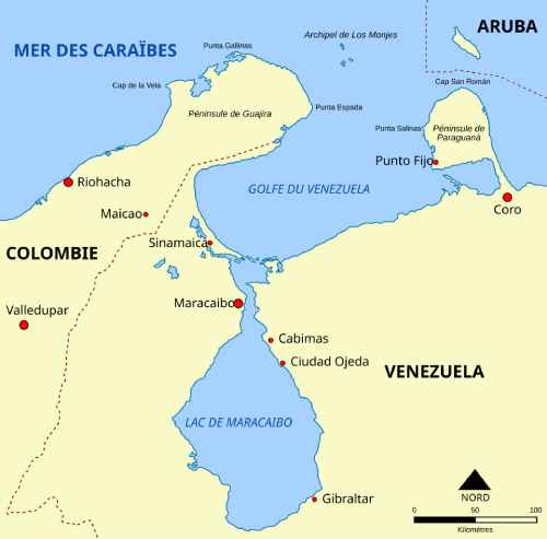 Localisation du lac de Maracaibo